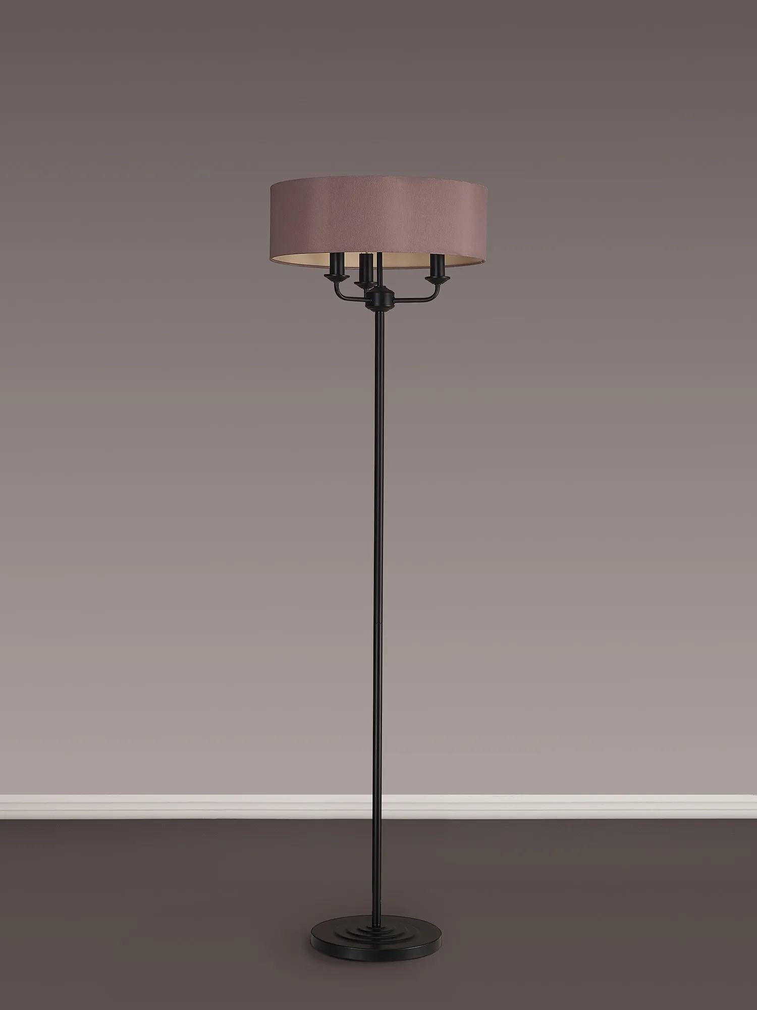 Banyan 45cm 3 Light Floor Lamp Matt Black, Taupe DK1058  Deco Banyan MB TA